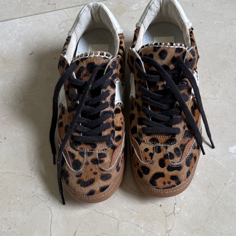 Dolce Vita Leopard Print Brown and Black Sneakers